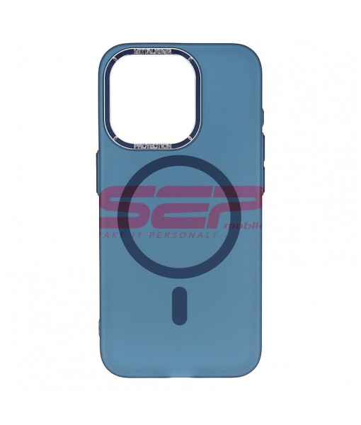 Husa iPhone 15 Pro Max, MetalRing Magsafe, Blue